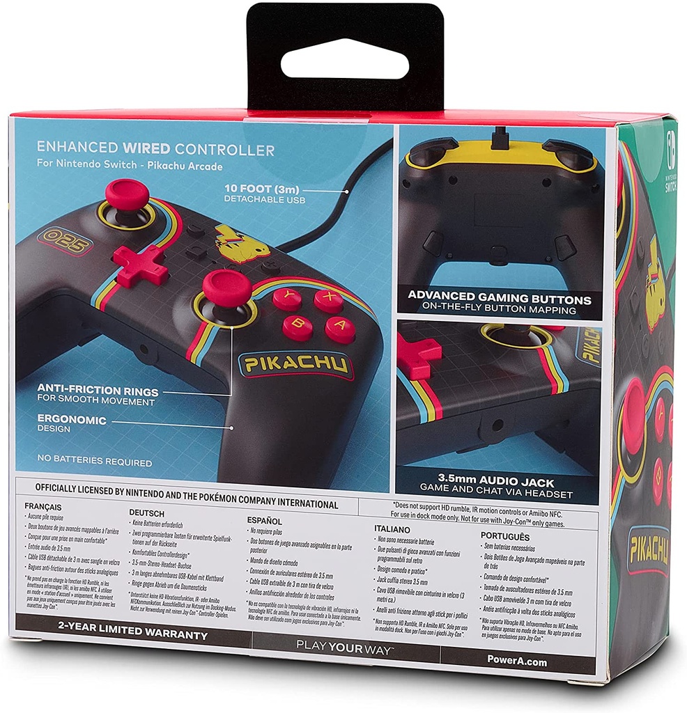 PowerA Pokémon Enhanced Wired Controller for Nintendo Switch – Pikachu Arcade
