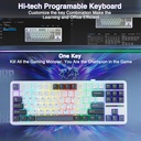 AULA F87 87 Keys Compact TKL Gasket Hot-Swappable Type-C Wired/Wireless Gaming Mechanical Keyboard LEOBOG Grey Wood V3 - Glacier Blue