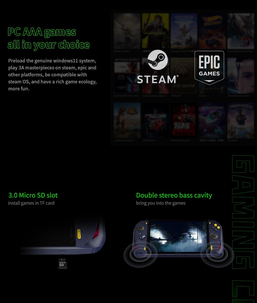 AOKZOE A1 Windows 11 Portable Pc Gaming Console ( 16 GB RAM , 512GB Memory ) - Quantum Blue