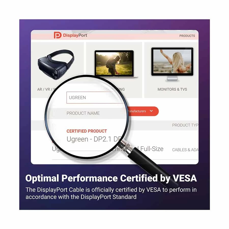 Ugreen 2 x Display Port, male type, 1m, 16K (DP118 - 15383)
