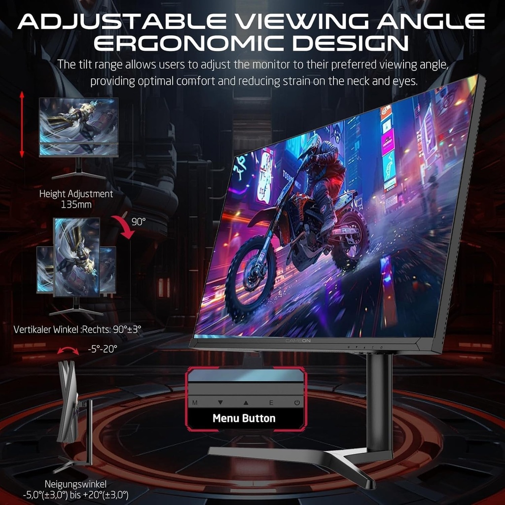 Gameon Titan Pro X Series 27" FHD IPS 540Hz 0.5ms Adustable Stand, HDMI 2.1 With AMD FreeSync Gaming Monitor - Black