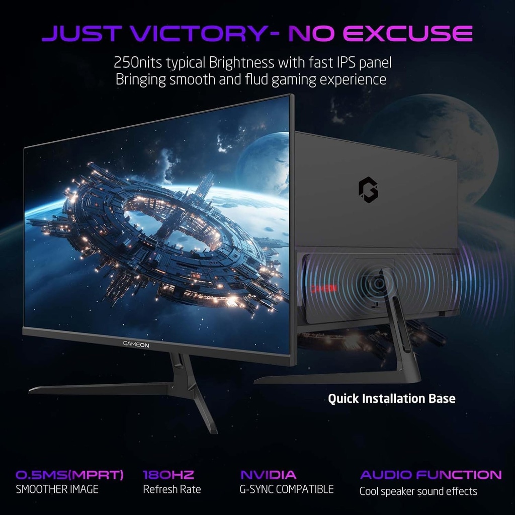 Gameon Pro Series 24" IPS Panel QHD 180Hz 0.5ms HDMI 2.1, With AMD FreeSync & Nvidia G-Sync Compatible Gaming Monitor