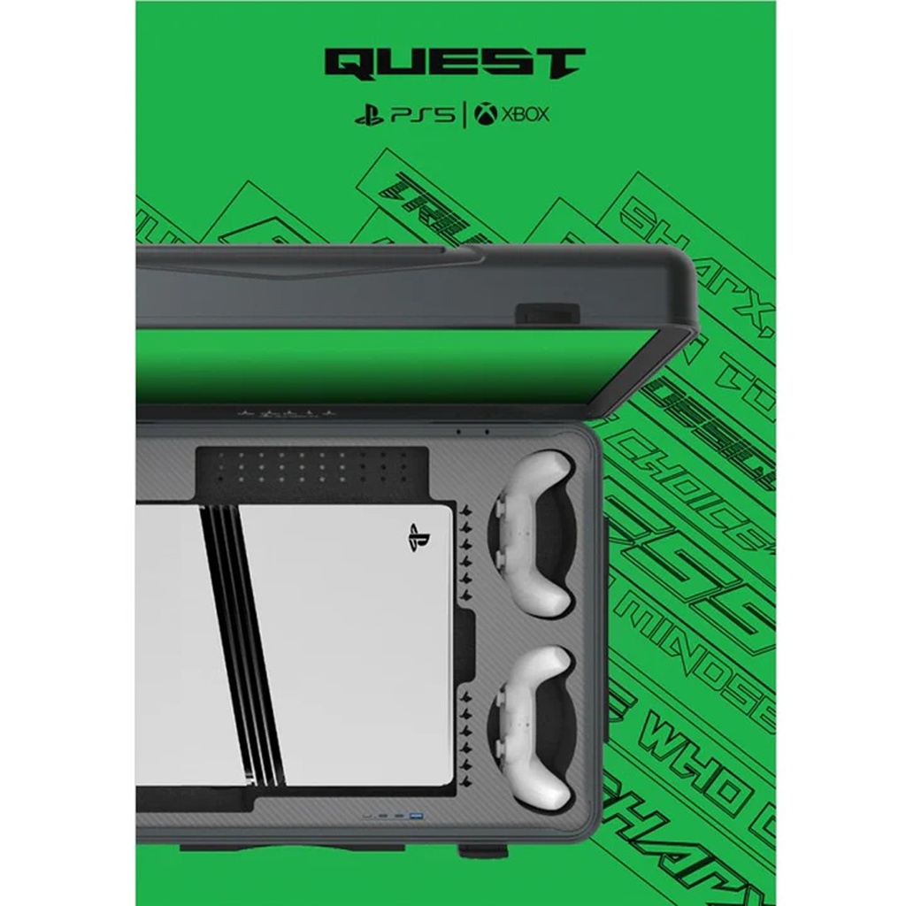 SHARX QUEST Gaming Suitcase (PQ-24Q165I) 24” QHD Monitor (2560x1440), IPS, 165Hz, 1ms, HDMI 2.1 & USB-C, Dual 7W Speakers with YAMAHA Amplifier, Aluminum Case, Portable Design, Compatible with XboxS and all PS5 versions (Digital, Slim, PS5 Pro)