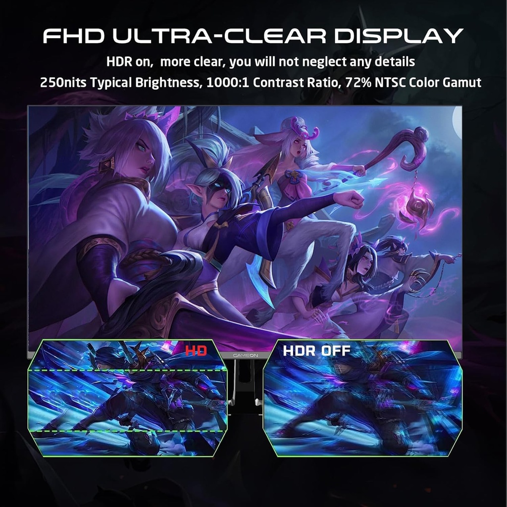Gameon Pro Series 27" FHD IPS 180Hz 0.5ms, HDMI 2.1, Display Port 1.4 With AMD FreeSync & Nvidia G-Sync Gaming Monitor
