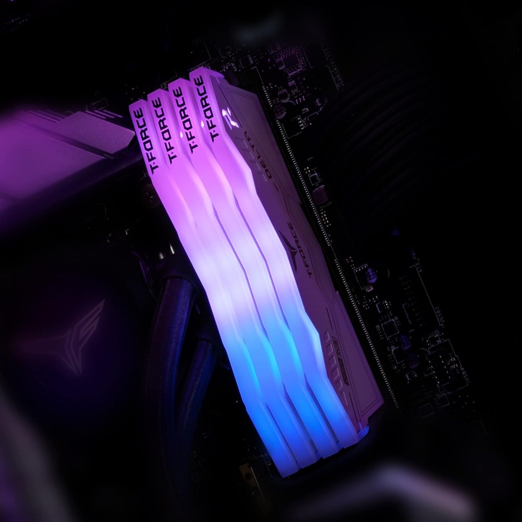 TeamGroup T-Force DELTA RGB 64GB (2x32GB) DDR5 6000MHz CL38 Memory Kit - White