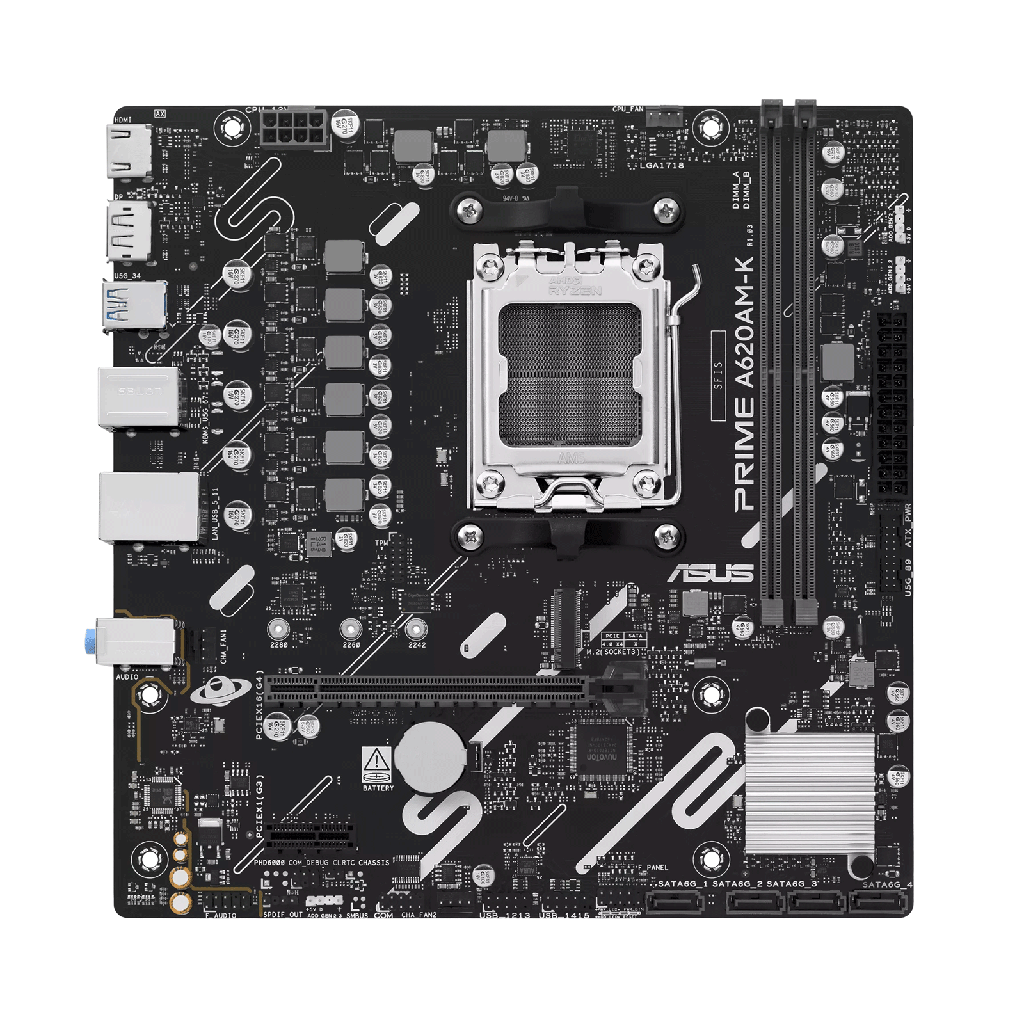 ASUS PRIME A620AM-K AMD Micro-ATX Socket AM5 PCle 4.0 Gaming Motherboard
