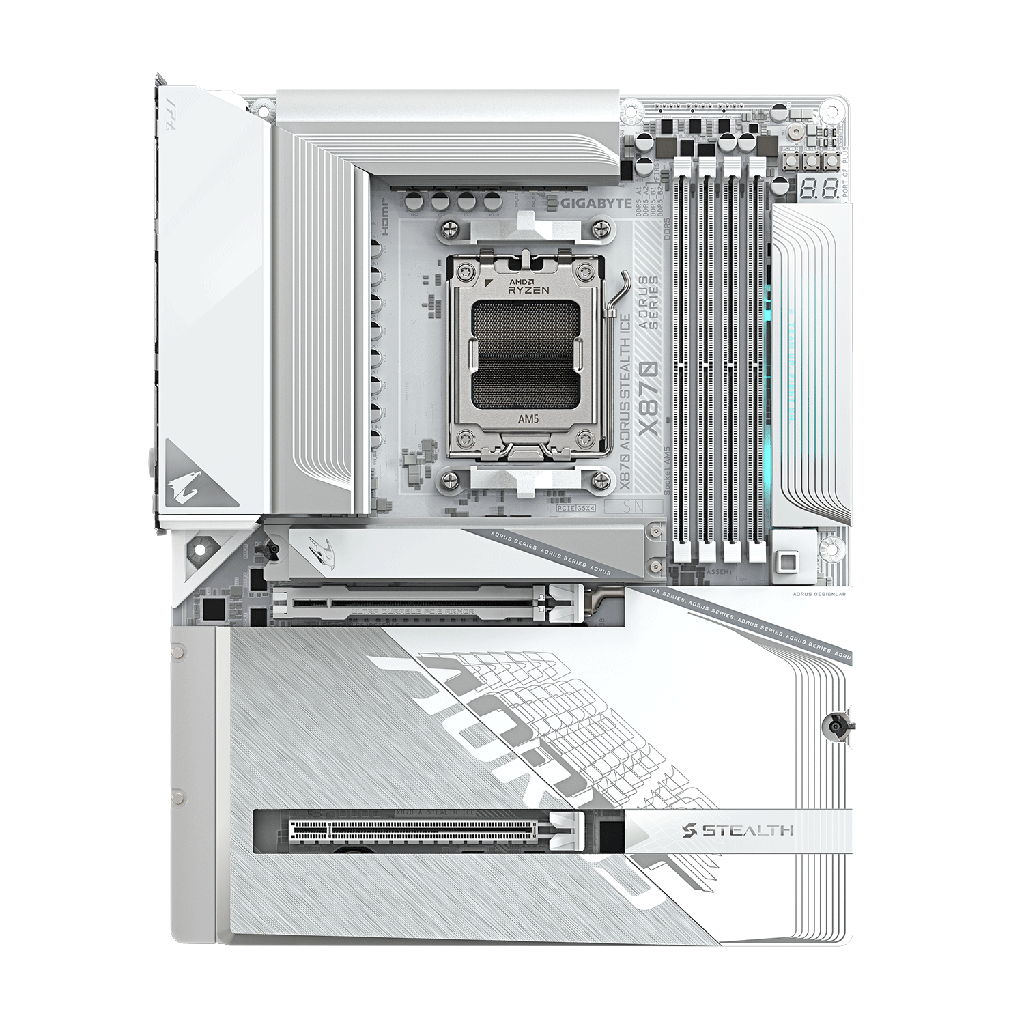 GigaByte AMD X870 AORUS STEALTH ICE Gaming Motherboard