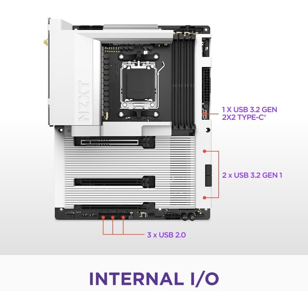 NZXT AMD N7 B850 AM5 ATX DDR5 Gaming MotherBoard