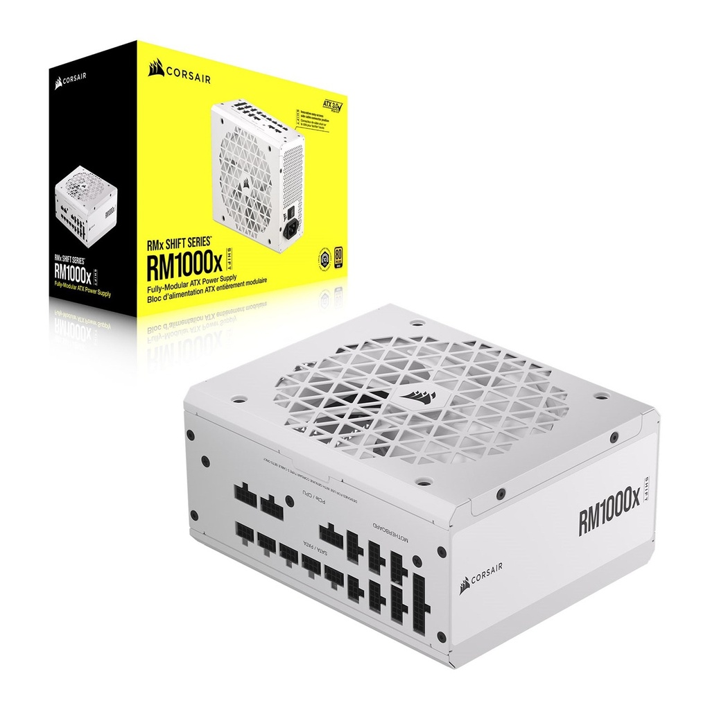 Corsair RMx Shift Series RM1000x 80PLUS GOLD Fully Modular 1000W ATX 3.0 PCIe 5.0 Power Supply - White