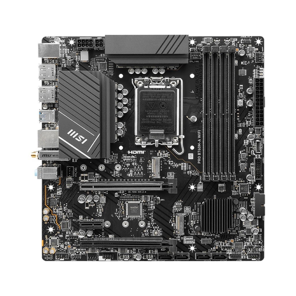 MSI PRO B760M-A WIFI – mATX Intel B760 DDR5 Motherboard with WiFi 6E & 2.5G LAN | 911-7D99-057