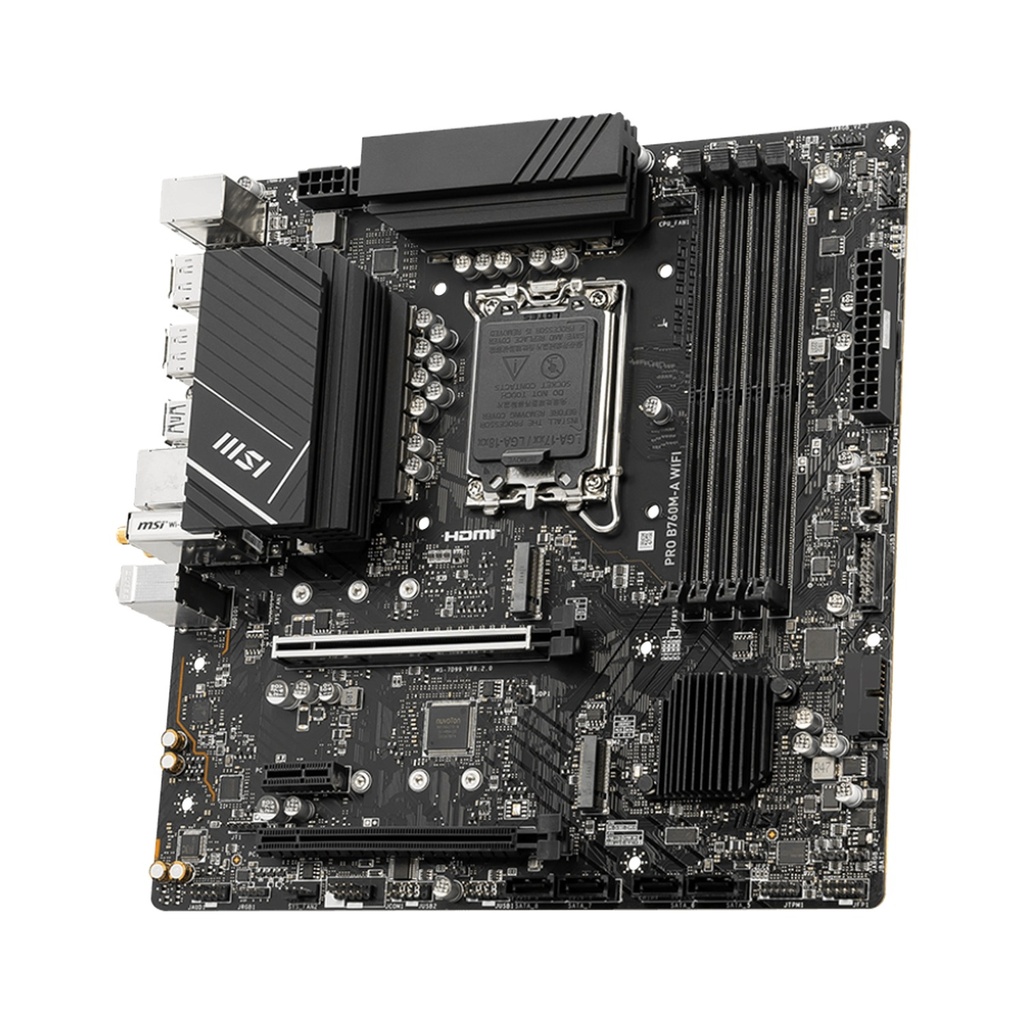 MSI PRO B760M-A WIFI – mATX Intel B760 DDR5 Motherboard with WiFi 6E & 2.5G LAN | 911-7D99-057