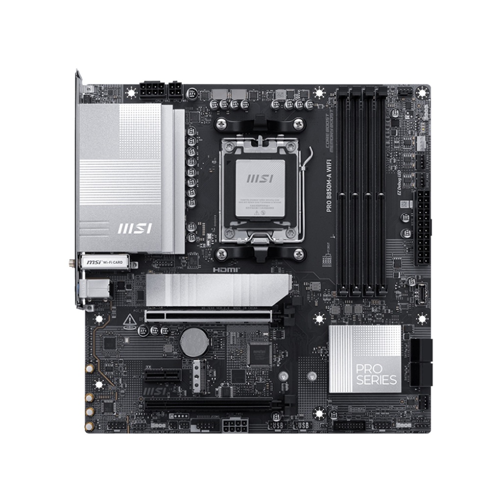 MSI PRO B850M-A WIFI – Micro ATX AM5 DDR5 Motherboard with WiFi 6E, PCIe 5.0 & 2.5G LAN | 911-7E66-002