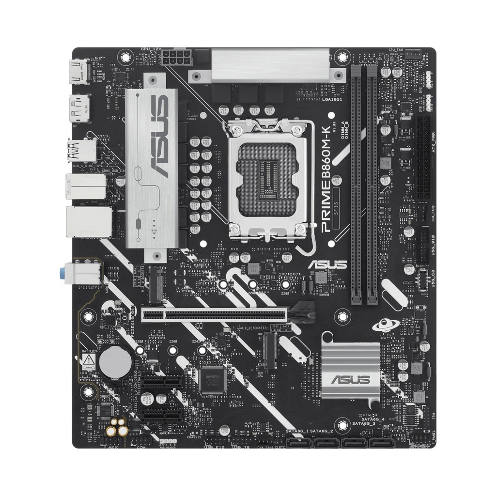 ASUS Prime B860M-K LGA 1851 Micro-ATX Motherboard LGA 1851 Micro-ATX Motherboard, Intel B860 Chipset, 2x DIMM DDR5 Slots, Up to 128GB Max Memory, 1x PCIe 4.0 x16 Slot, 2x M.2 Slots | 90MB1JT0-M0EAY0