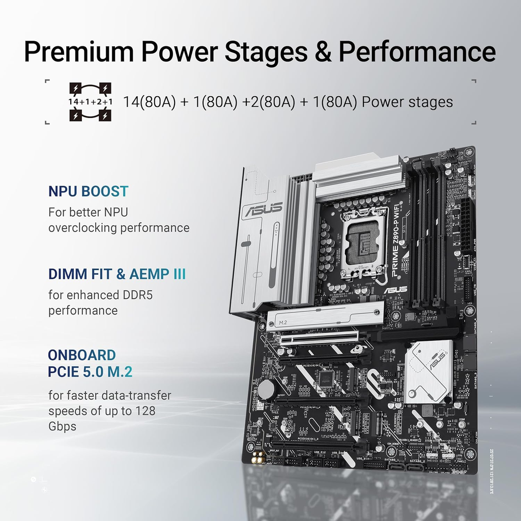 Asus Prime Intel Core Ultra Z890-P Wifi 7 DDR5 Gaming Motherboard