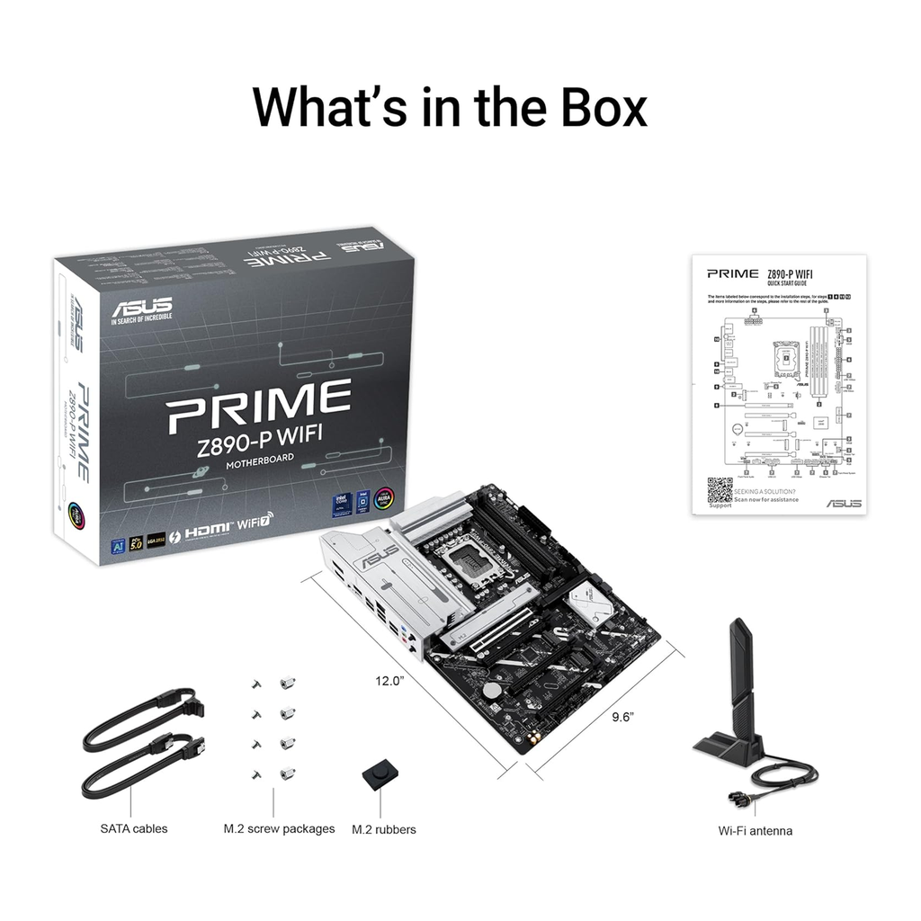 Asus Prime Intel Core Ultra Z890-P Wifi 7 DDR5 Gaming Motherboard