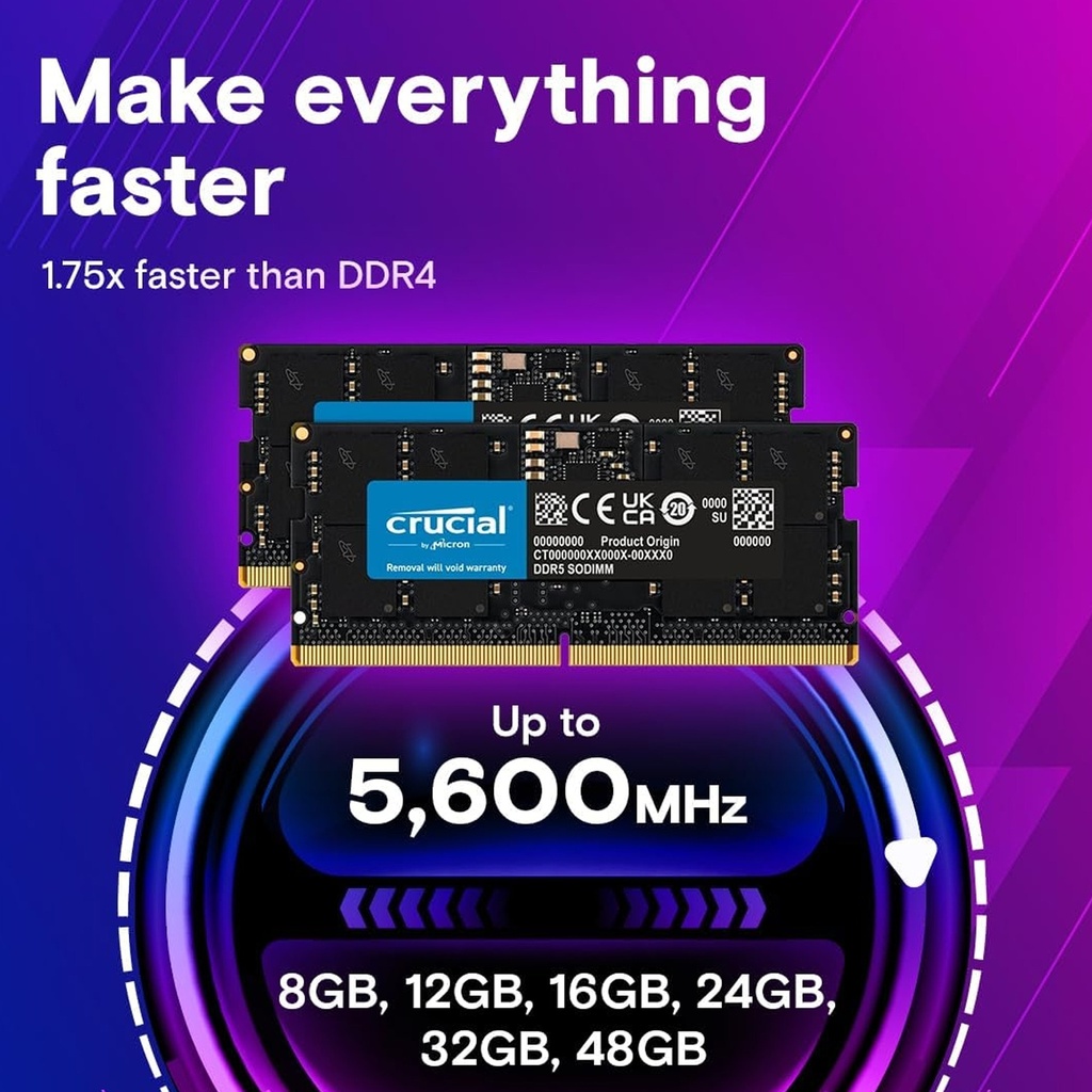 Crucial 8GB DDR5 4800MHz CL40 Laptop Memory