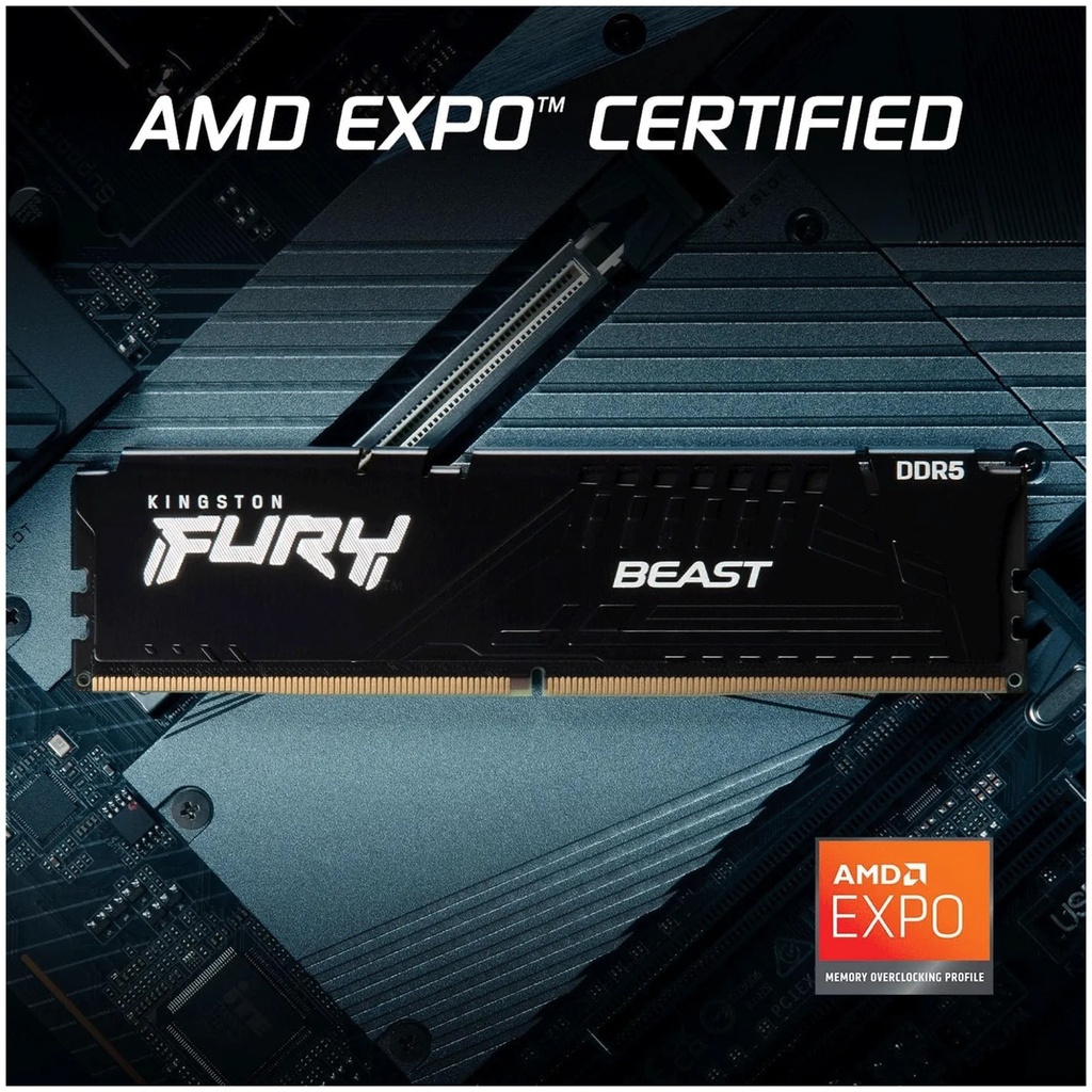 Kingston Fury Beast 16GB (1x16GB) DDR5 6000MT/s CL30 Memory - Black