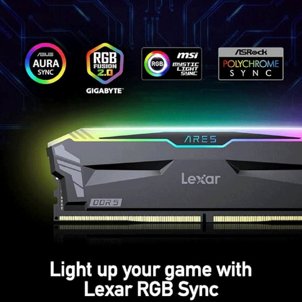 Lexar Ares RGB 32GB (2x16GB) DDR5 6800MHz CL34 Memory Kit - White