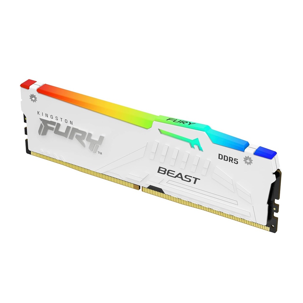 Kingston Fury Beast White RGB 32GB (2x16GB) 6000MT/s DDR5 CL30 DIMM Desktop Gaming Memory Kit of 2 AMD Expo/Intel XMP, White | KF560C30BWEAK2-32