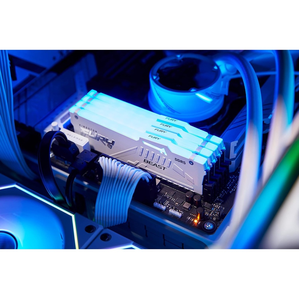 Kingston Fury Beast White RGB 32GB (2x16GB) 6000MT/s DDR5 CL30 DIMM Desktop Gaming Memory Kit of 2 AMD Expo/Intel XMP, White | KF560C30BWEAK2-32