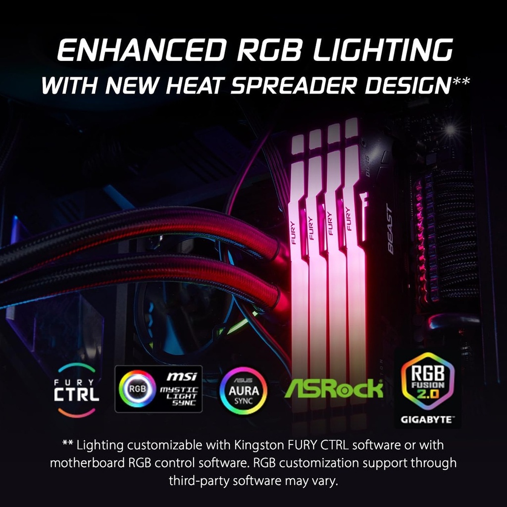 Kingston Fury Beast RGB 32GB (2x16GB) DDR5 6000MHz CL30 Memory Kit - Black