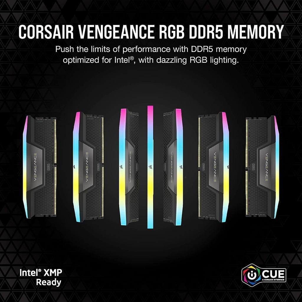CORSAIR VENGEANCE® RGB 96GB (2x48GB) DDR5 DRAM 6800MT/s CL34,XMP Ready - Memory Kit — Black