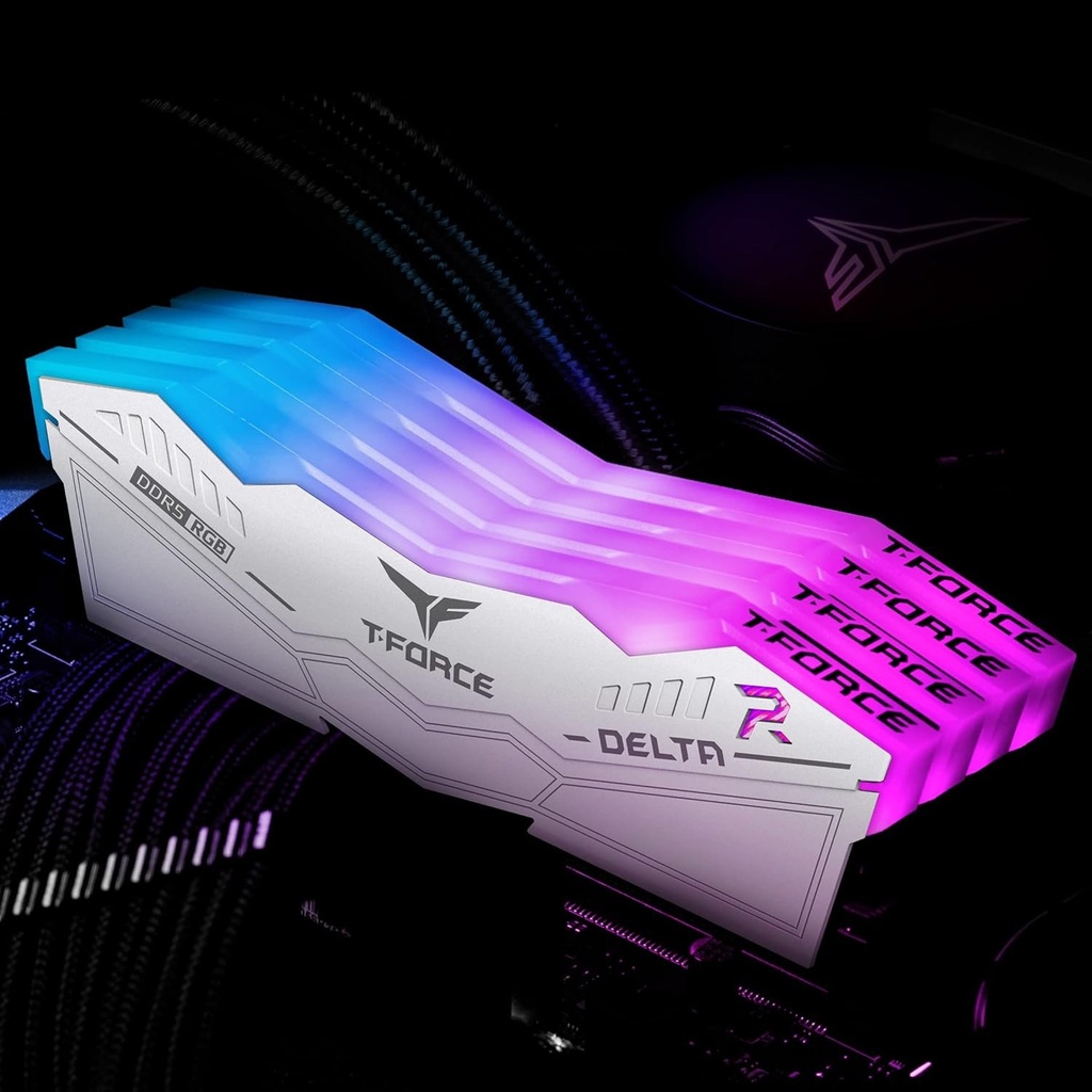 TeamGroup T-Force DELTA RGB 32GB (2x16GB) DDR5 6000MHz CL30 Memory Kit - White