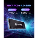 Acer Predator GM7 1TB NVMe 1.4 PCle Gen 4x4 M.2 SSD Read Speed Upto 7400MB/s Write Upto 6500MB/s