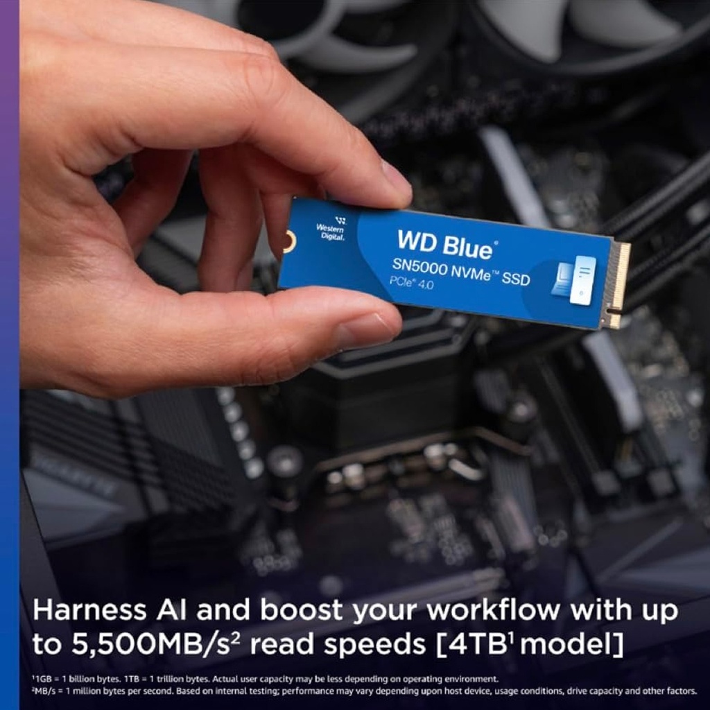 WD Blue SN5000 4TB PCIe 4.0 NVME SSD Up to 5,500 MB/s Read