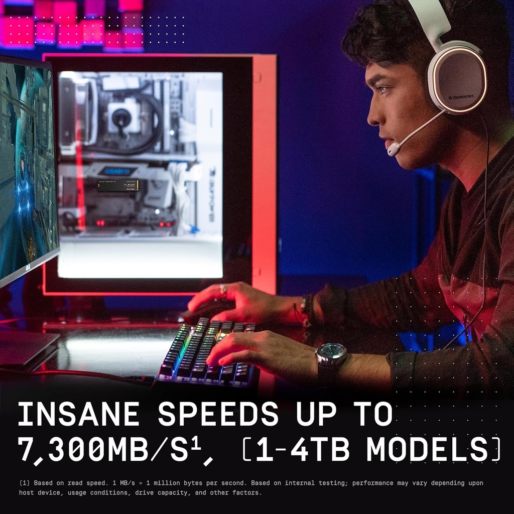 WD BLACK SN850X 8TB Gen 4 NVMe M.2 SSD with Heatsink,Up To 7200MB/s Read, PlayStation 5 Compatibility