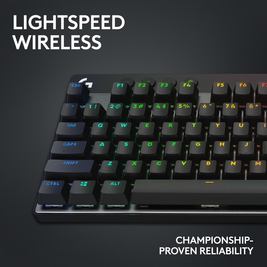 Logitech G PRO X TKL LIGHTSPEED Wireless Gaming Keyboard, Ultra-Portable Tenkeyless Design, Lightsync RGB Backlit, PBT Keycaps, Tactile Switches (GX Brown), BT/USB, US INTL Layout, Black | ‎920-012136