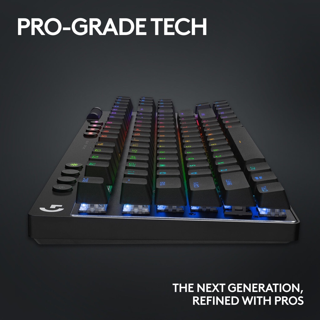 Logitech G PRO X TKL LIGHTSPEED Wireless Gaming Keyboard, Ultra-Portable Tenkeyless Design, Lightsync RGB Backlit, PBT Keycaps, Tactile Switches (GX Brown), BT/USB, US INTL Layout, Black | ‎920-012136