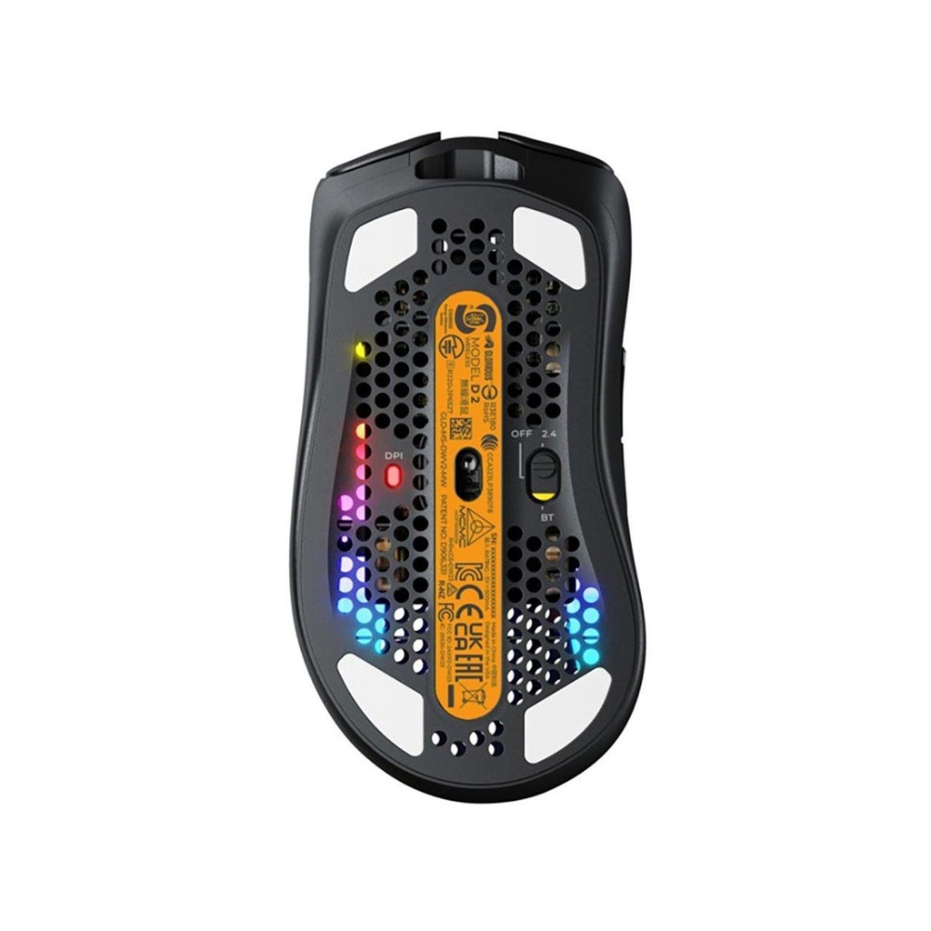 Glorious Model D 2 Wireless/Bluetooth UltraLight Ergonomic RGB Gaming Mouse (66g) - Black