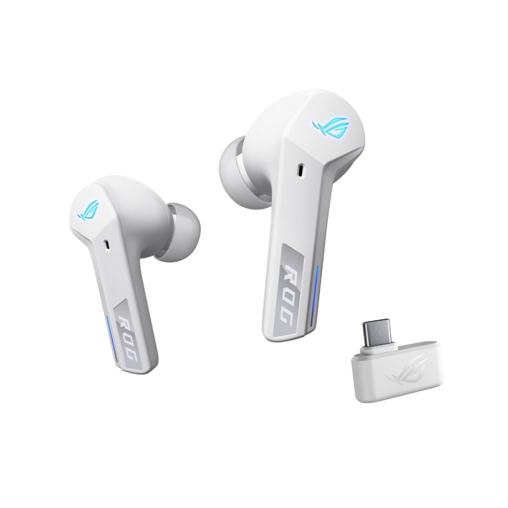 Asus ROG Cetra Speed Nova True Wireless/Bluetooth In-Ear RGB Gaming Headphones, AI Microphones, Up to 46-Hours Battery - White
