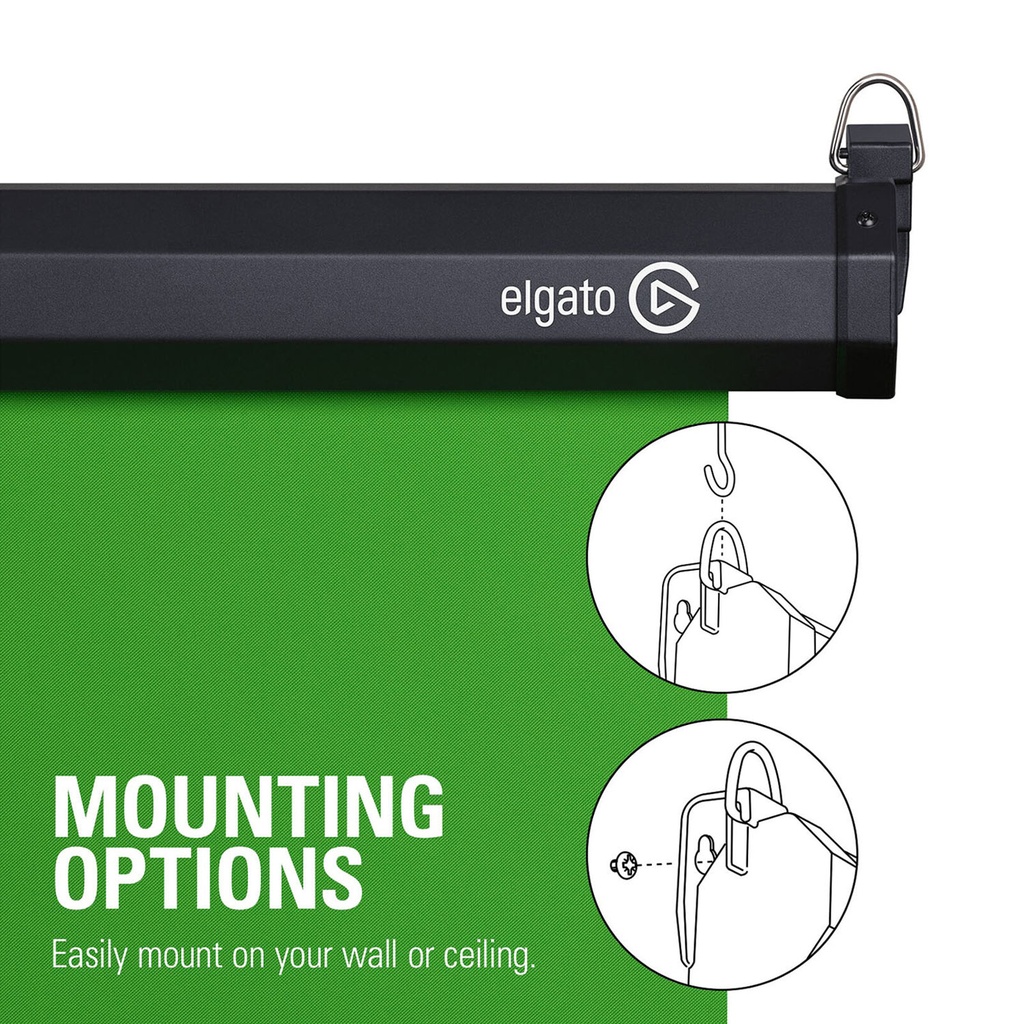 Elgato Green Screen MT Wall-Mounted Retractable Chroma Key Backdrop With Wrinkle-Resistant Fabric For background Removal