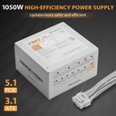 DarkFlash PMT1050 80 Plus Gold Fully Modular 1050W ATX 3.1 & PCIe 5.1 Power Supply - White