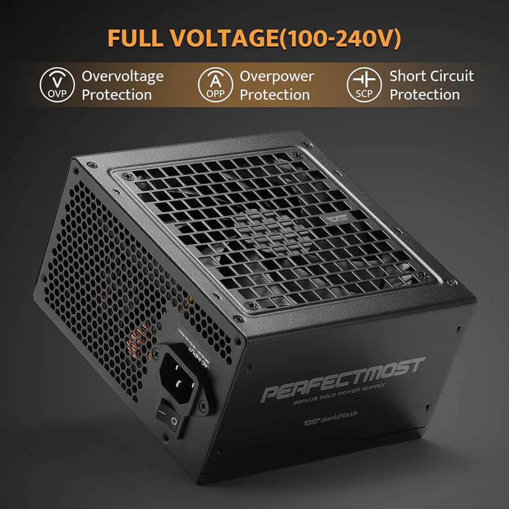 DarkFlash PMT1050 80 Plus Gold Fully Modular 1050W ATX 3.1 & PCIe 5.1 Power Supply - Black
