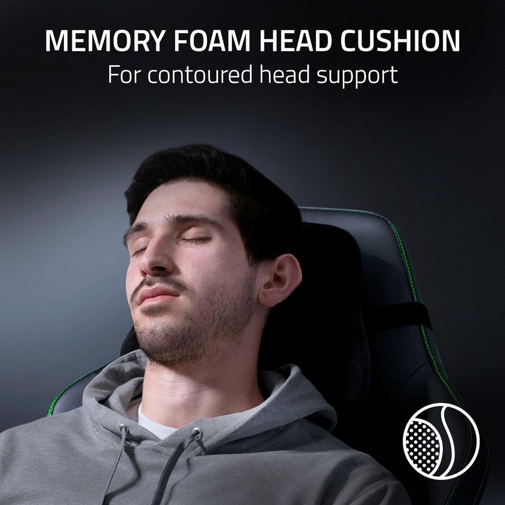 Razer Iskur V2 Gaming Chair with Adaptive Lumbar Support, Fully Adjustable lumbar Curve High Density Foam Cushions 4D Armrests - Black / Green