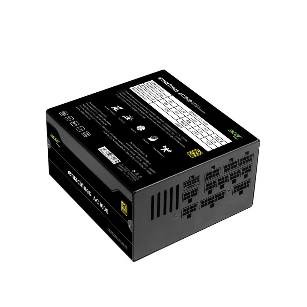 Acer 80plus Gold Full Modular 1000W Gold Power Supply - Black | AC1000-Black