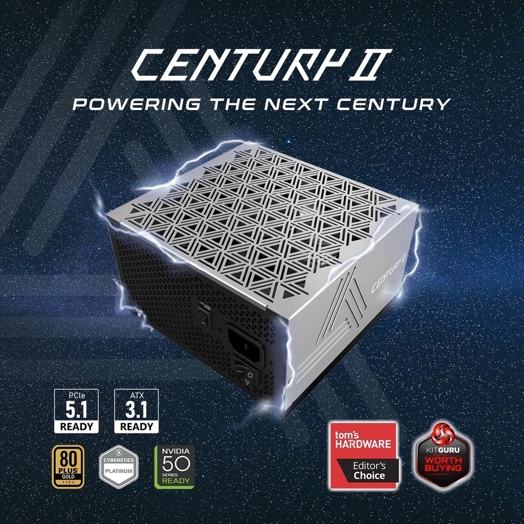 Montech Century II 80 PLUS GOLD & Cybenetics Platinum Fully Modular ATX 3.1 PCIe 5.1,1200W Power Supply