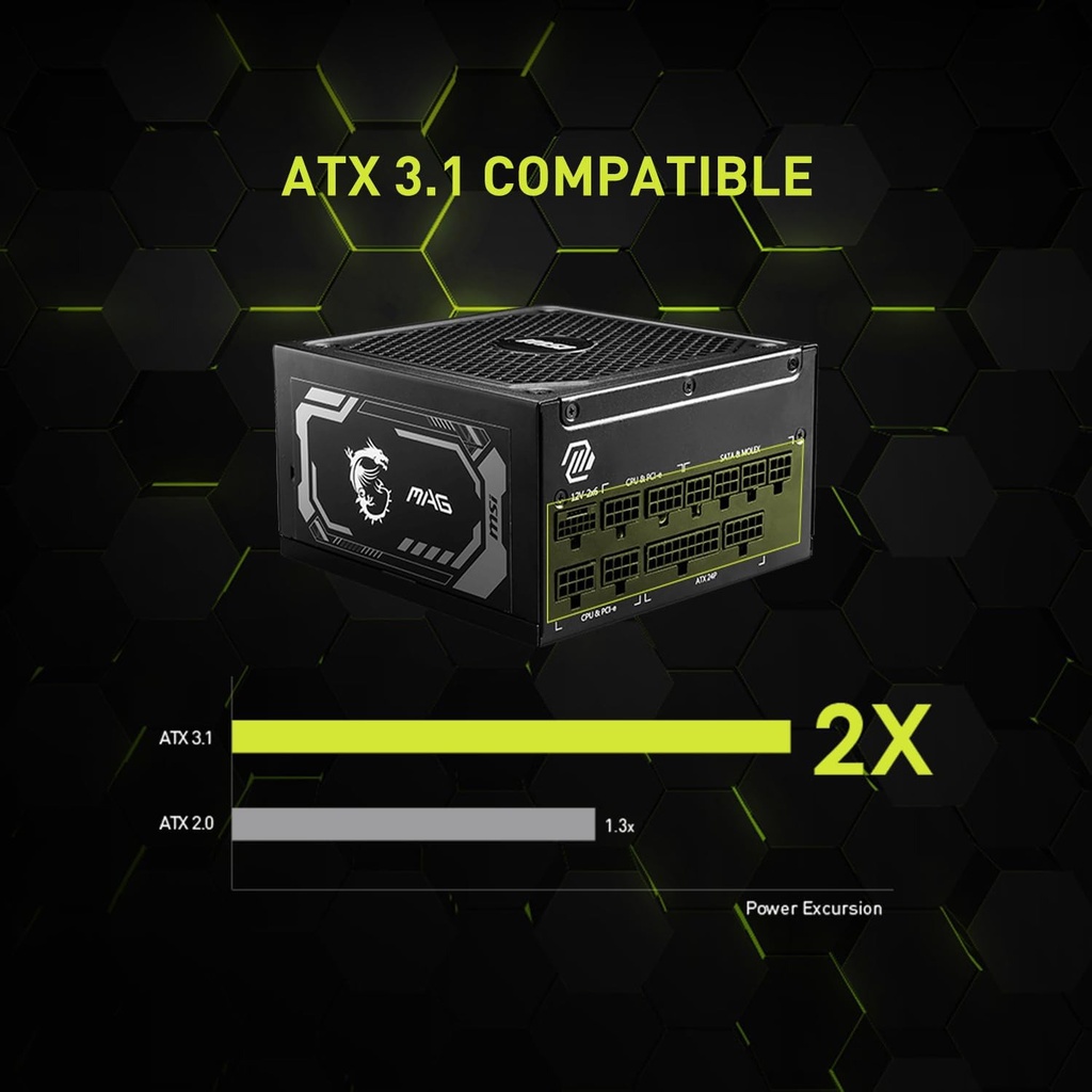 MSI MAG A1000GL 80PLUS Gold 1000W ATX 3.1 Ready PCIe 5.1 Ready Power Supply