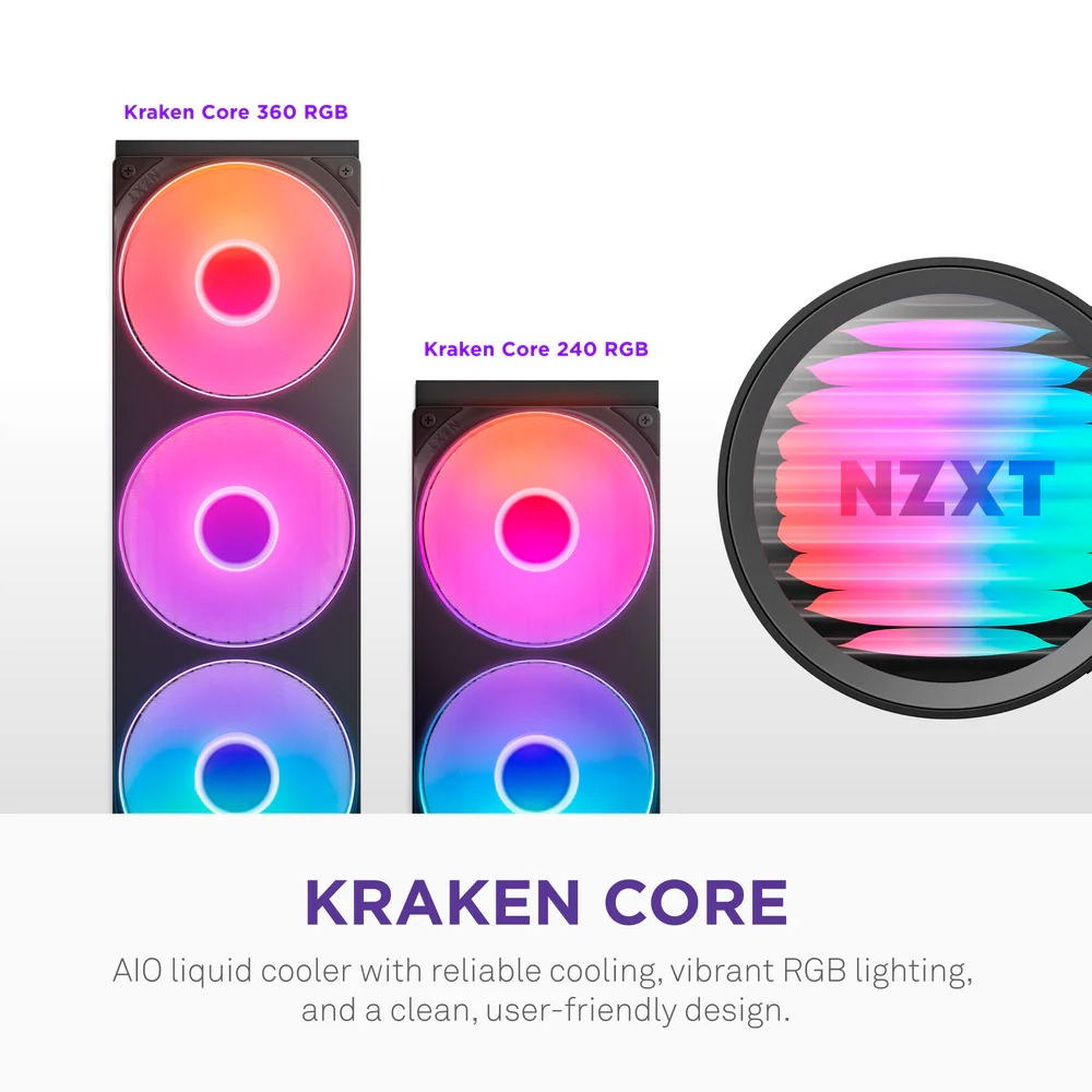 NZXT Kraken Core 360 RGB 360mm AIO Liquid Cooler -Black