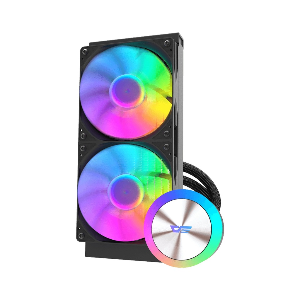 Darkflash ARGB DG240 240MM AIO Liquid CPU Cooler, Supports Latest AM5 & Intel 18XX, Luminous Design, Low Working Noise -Black