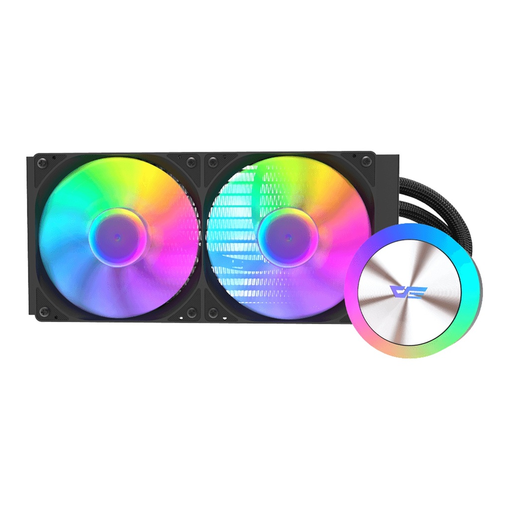 Darkflash ARGB DG240 240MM AIO Liquid CPU Cooler, Supports Latest AM5 & Intel 18XX, Luminous Design, Low Working Noise -Black