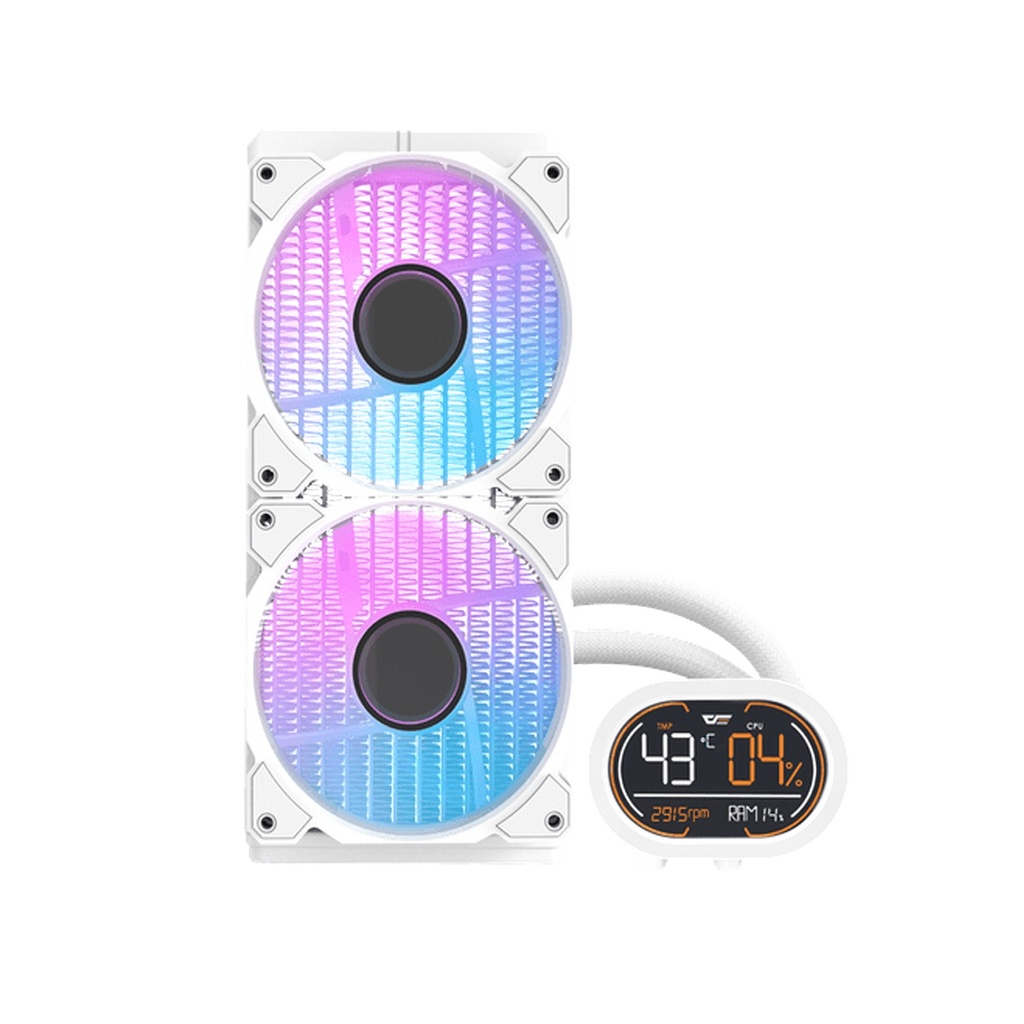 DarkFlash All-in-One 360mm Liquid CPU Cooler CPU support socket LGA,Comes with LCD Magnetic display, Low noise CPU Liquid Cooler-White