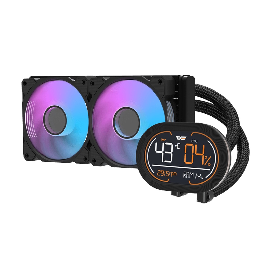 DarkFlash All-in-One 360mm Liquid CPU Cooler CPU support socket LGA,Comes with LCD Magnetic display, Low noise CPU Liquid Cooler-Black