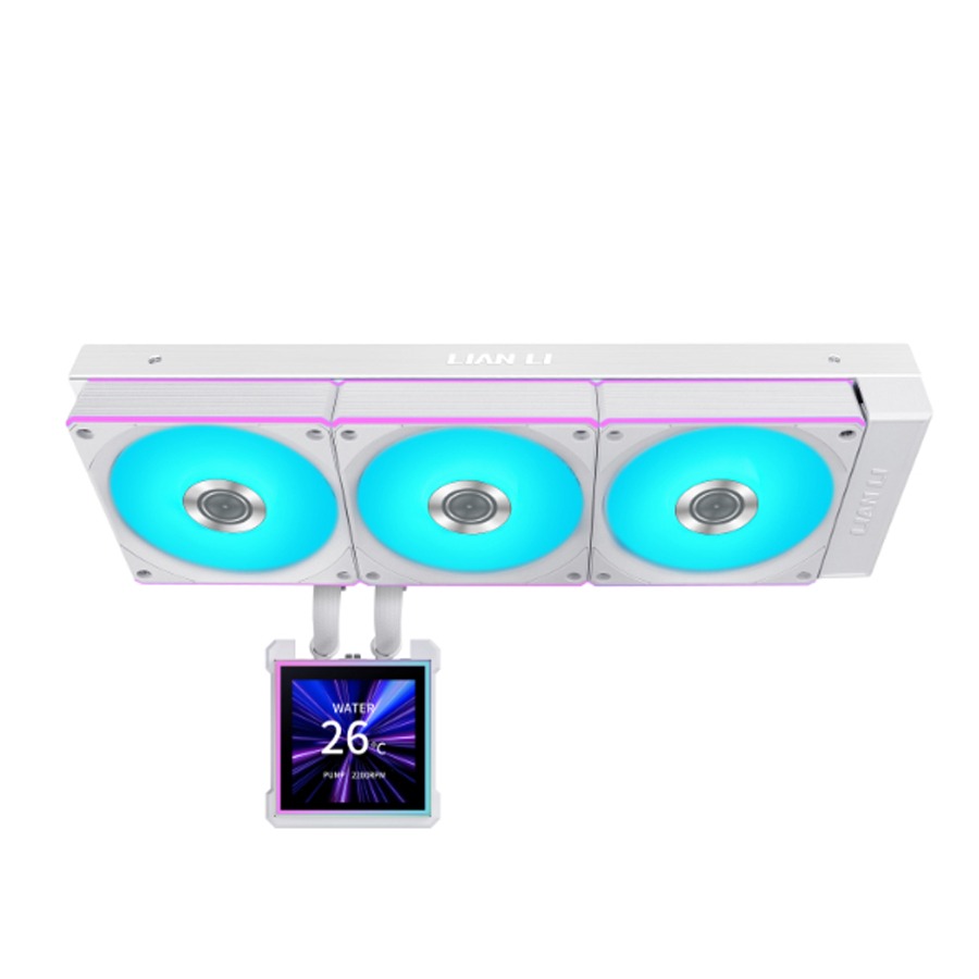 LIAN LI Hydro-Shift II LCD-S 360CL Liquid CPU Cooler with CL Wireless Fans, 3.4" IPS LCD Screen - White