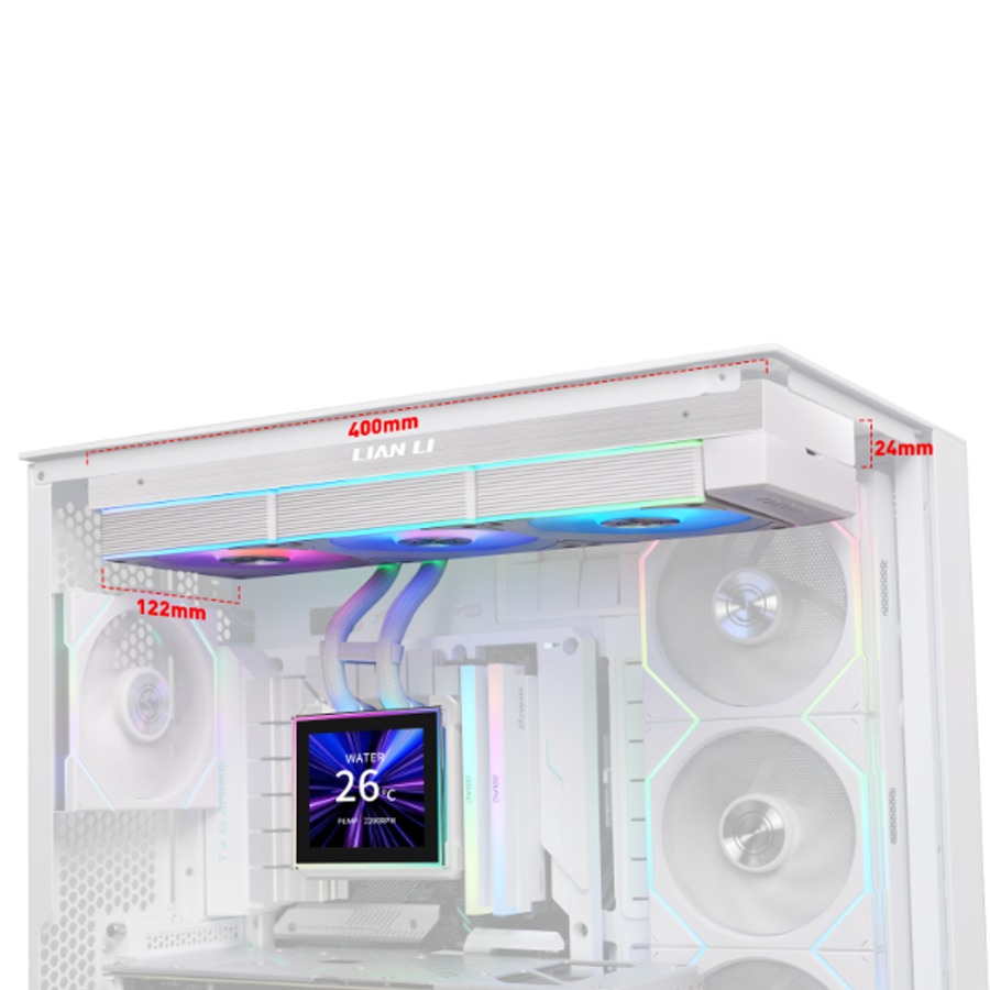 LIAN LI Hydro-Shift II LCD-S 360CL Liquid CPU Cooler with CL Wireless Fans, 3.4" IPS LCD Screen - White