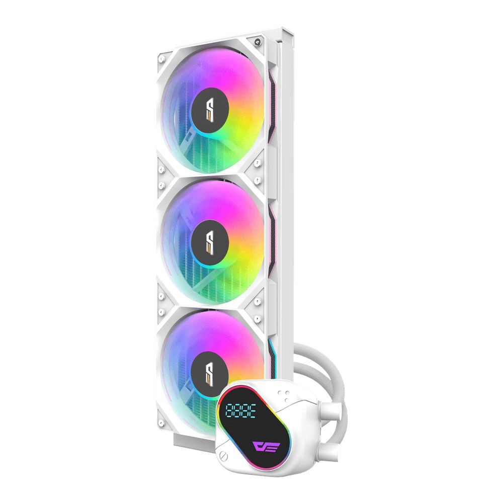 DarkFlash Explore DO360 ARGB 360mm AIO Liquid CPU Cooler With Segment LCD Screen - White