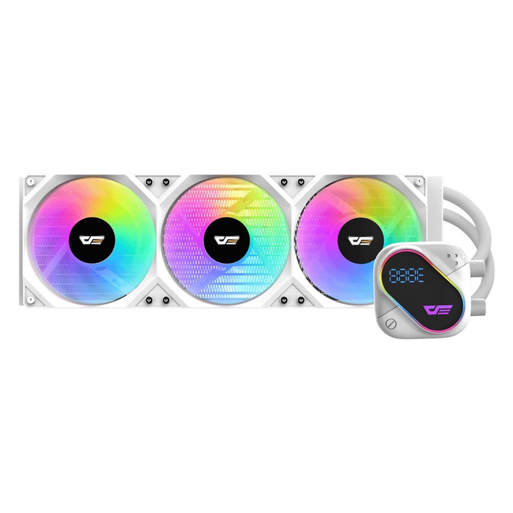 DarkFlash Explore DO360 ARGB 360mm AIO Liquid CPU Cooler With Segment LCD Screen - White